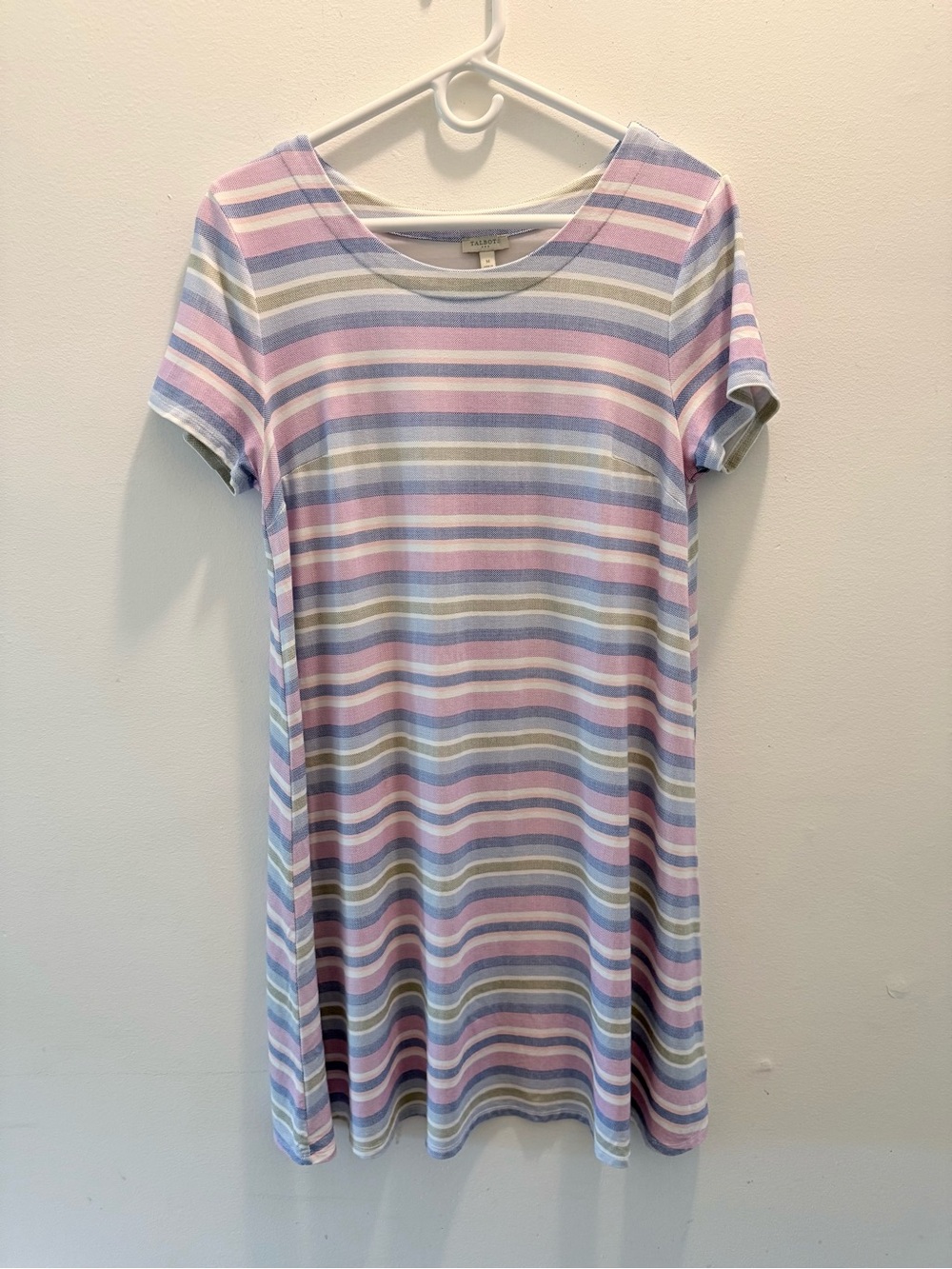 Talbots Pastel Striped Short Sleeve Casual Dress